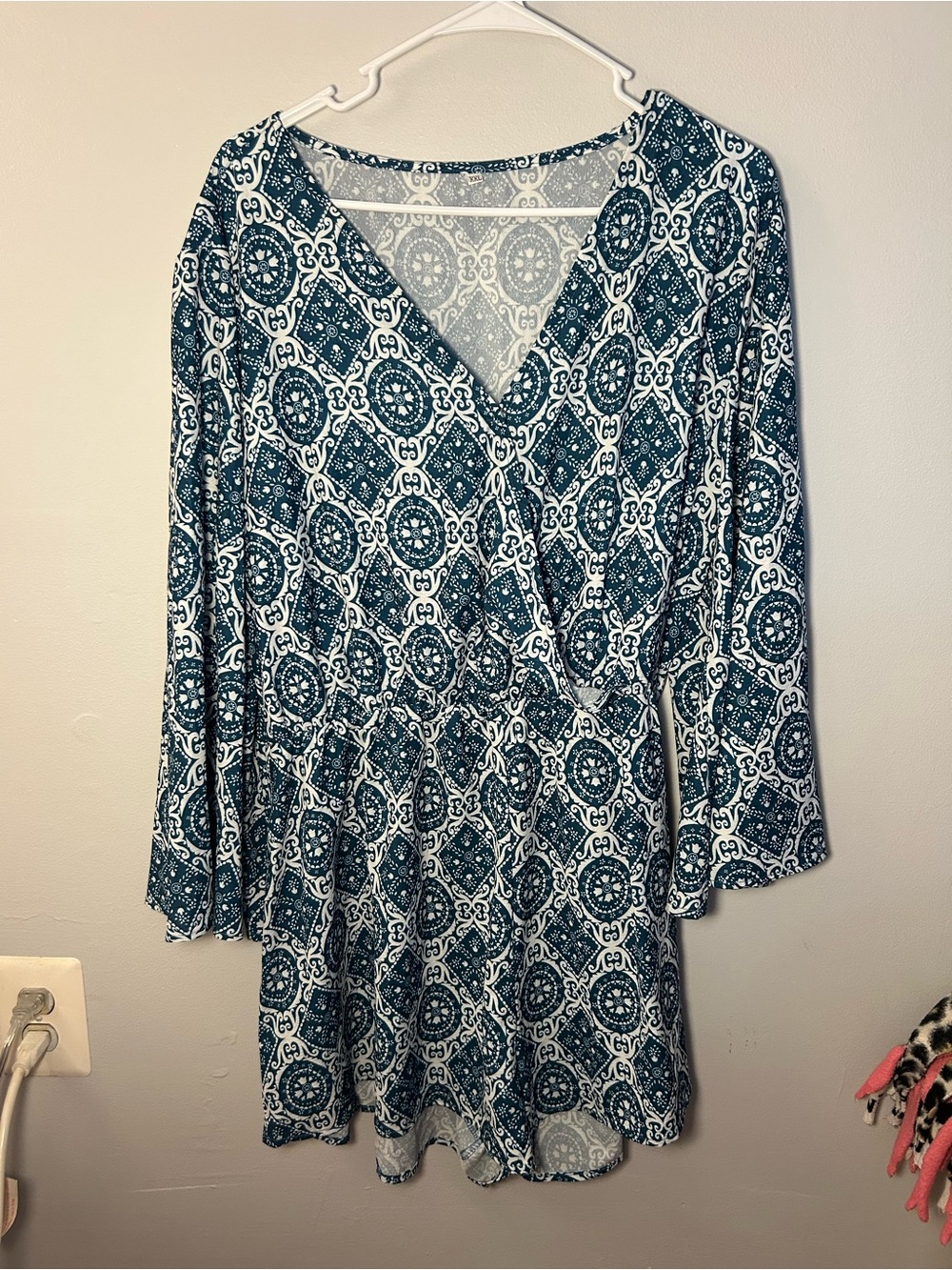 Women’s Romper - Blue and White Floral Print